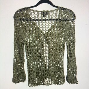 Olive Green Crochet Cardigan